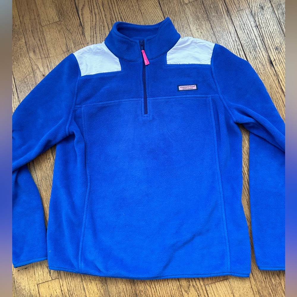 Vineyard Vine Stripped Shoulder Quarter Zip Pullover